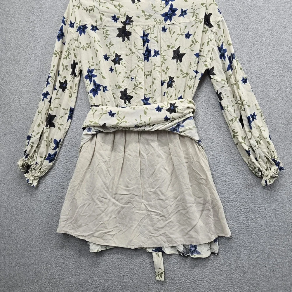 Free People Women Dress M Cream Floral Lighten Up Mini Fit & Flare